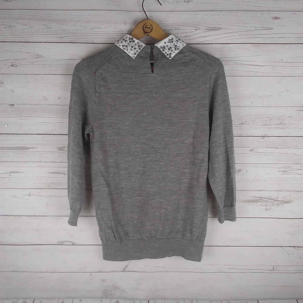 J.Crew Grey 3/4 sleeve removable collar - Picture 9 of 9